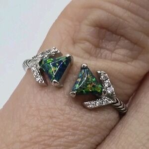 Fragrant Jewels Robin Hood Ring Size 5.75 Sherwood Forest Opal Rhodium Silver